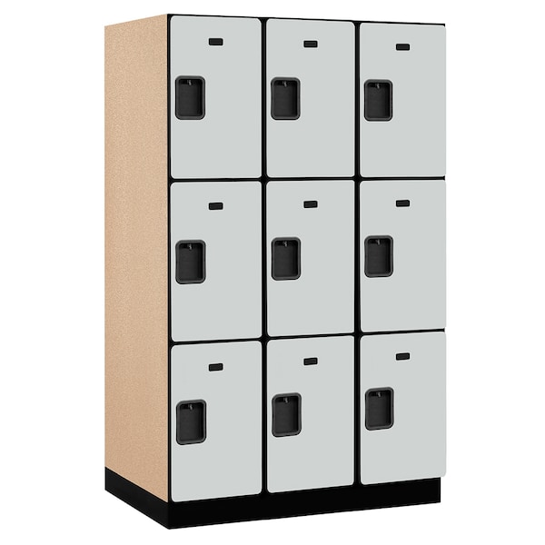 Wardrobe Locker, 45" W, 24" D, 76" H, (3) Wide, (9) Openings, Gray